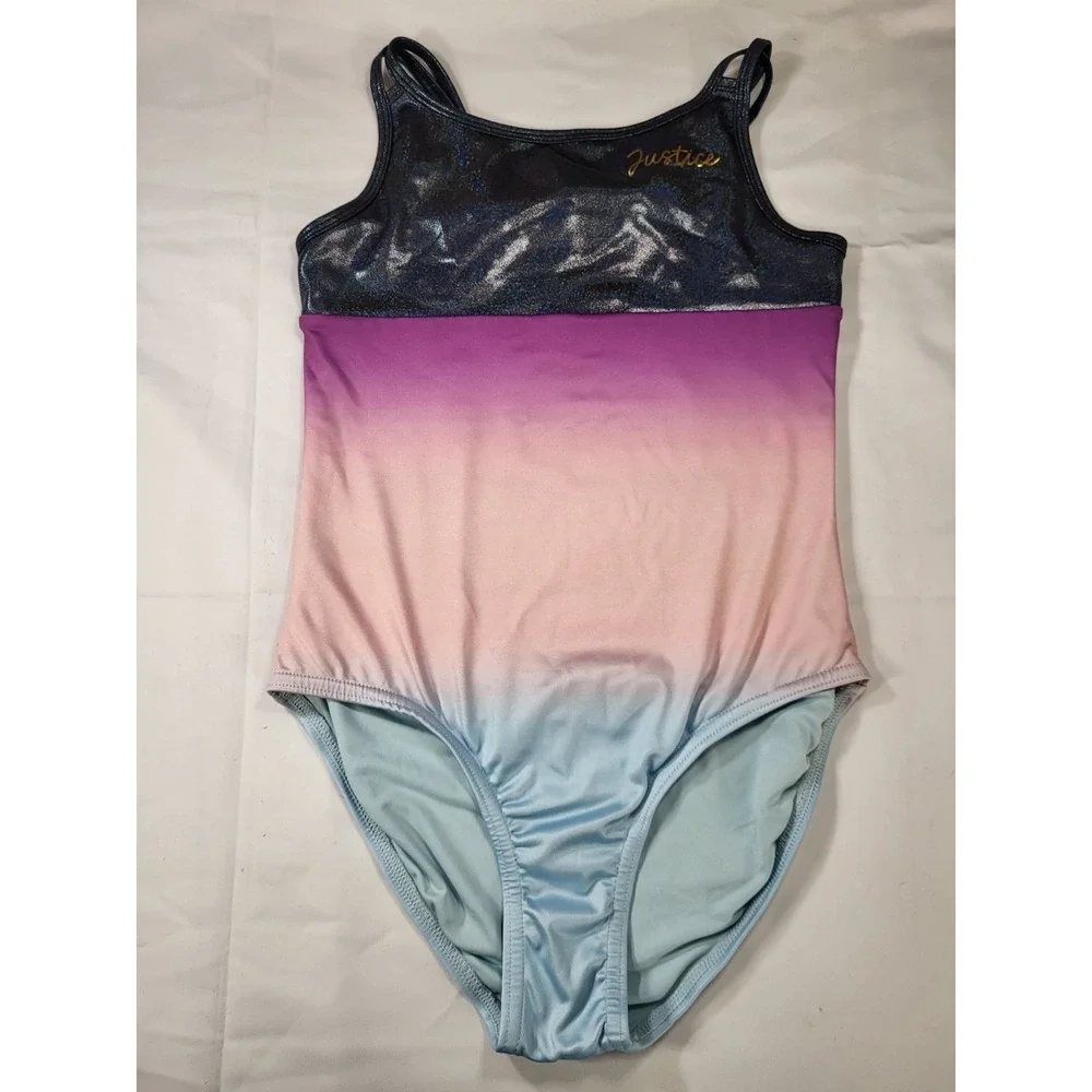 Justice Girls Ombre Macrame Back Dance/Gymnastics Leotard Purple Sz XL 16-18